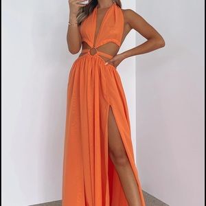 White fox boutique deja vu maxi dress orange size xs